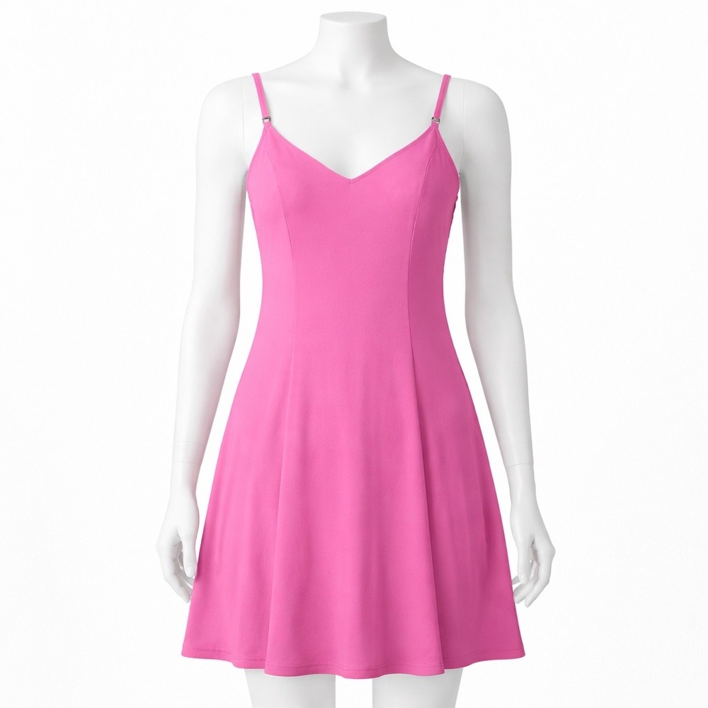 Calvin Klein Fit and Flare‎ Dress Womens 6 Pink Sleeveless V-Neck Barbiecore